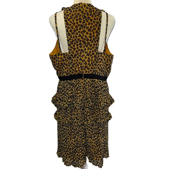 The cutest dress! Foxiedox Leopard Print Accordian Pleat Ruffled Mini Dr… - Picture 2 of 11